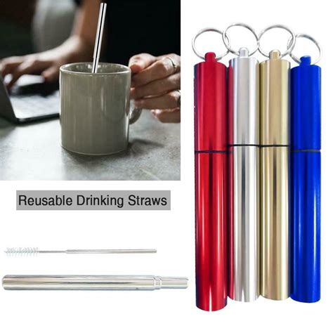 drinking straw boxes metal|stainless steel straws reusable.